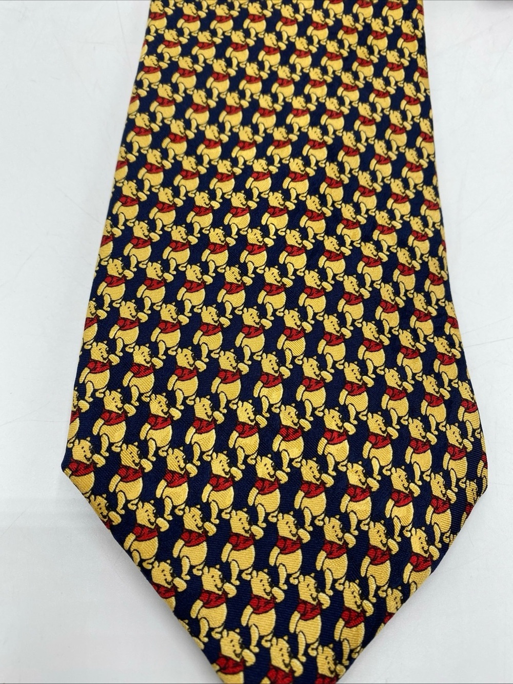 Vintage Silk Disney Store Winnie the Pooh All-Over Print Tie Navy 1990s Classic